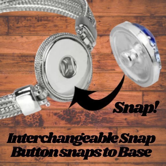 Black Leather 3 Snap button Bracelet - Picture 5 of 5